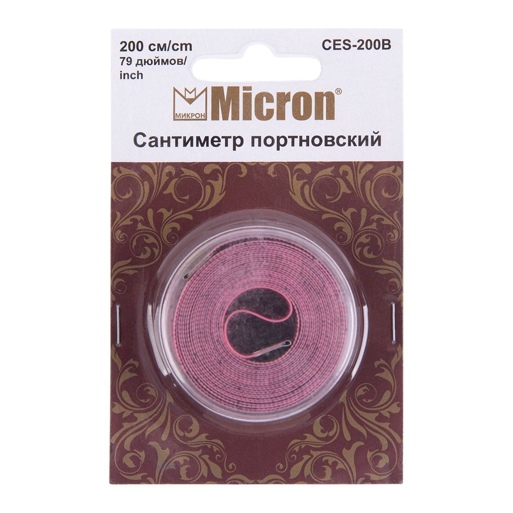 Сантиметр поливинилхлорид 200 см, 1 шт, розовый/ черный, Micron CES-200B