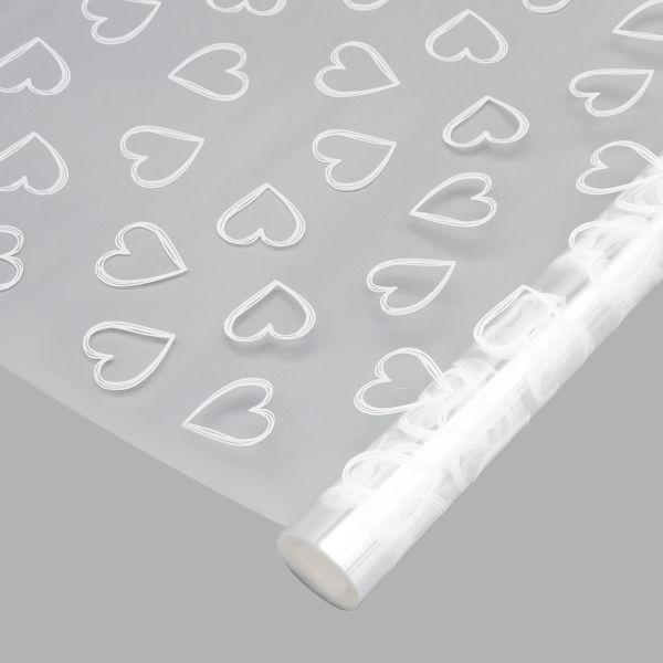 Пленка Сердечки контурные белые 200 г, 70 см / 7.7±5% метра