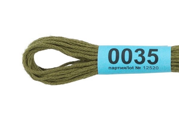 Мулине Gamma 100% хлопок, цв.0035 хаки, 24 мотка по 8 метров