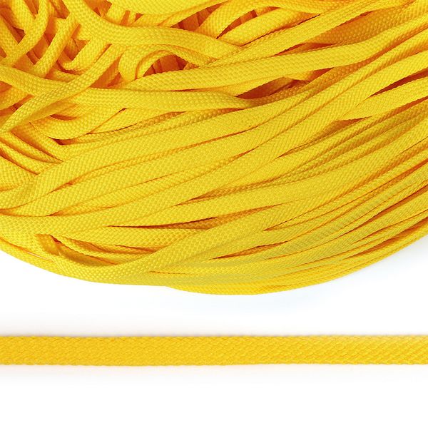 Шнур полиэфир плоский ⌀8.0 мм / 200 метров, 859 желтый