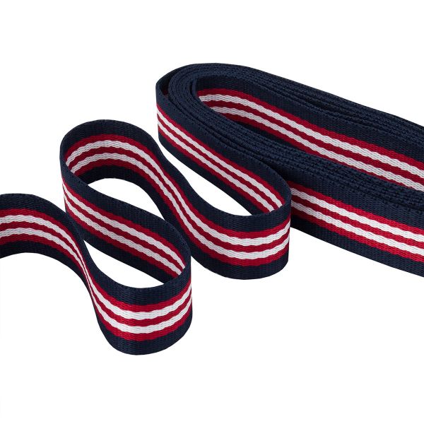 Стропа (ременная лента) 30 мм / 3 метра, [25 г/пог.м], с принтом 2-сторонняя, 1253 красный/белый/синий, 3Al361