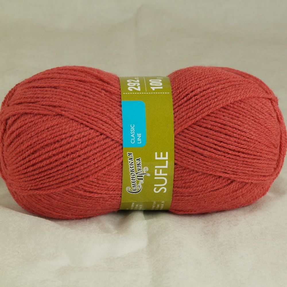 Пряжа Семеновская Sufle Суфле / уп.5 мот. по 100г, 292м, 12466 т.коралл