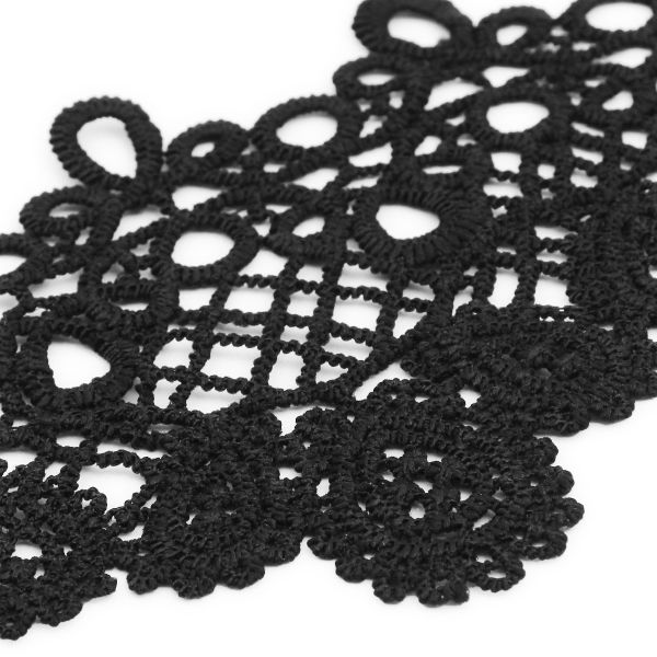 Кружево гипюр (плетёное) 95 мм / 3 метра, матовое, C580 черный