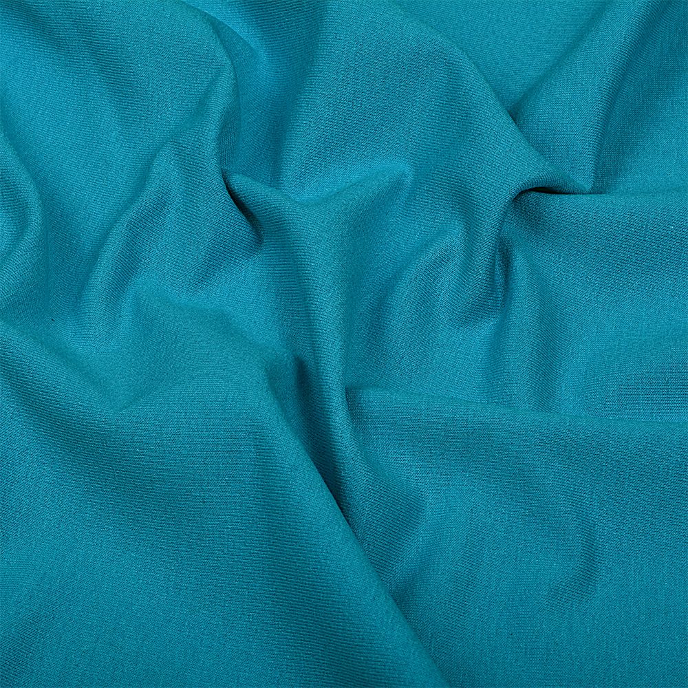 Футер 2-нитка петля гладкокрашеный, 230 г/м², 74% х/б, 21% п/э, 5% эласт, 180 см, цв. бирюза, 6м /TOS/