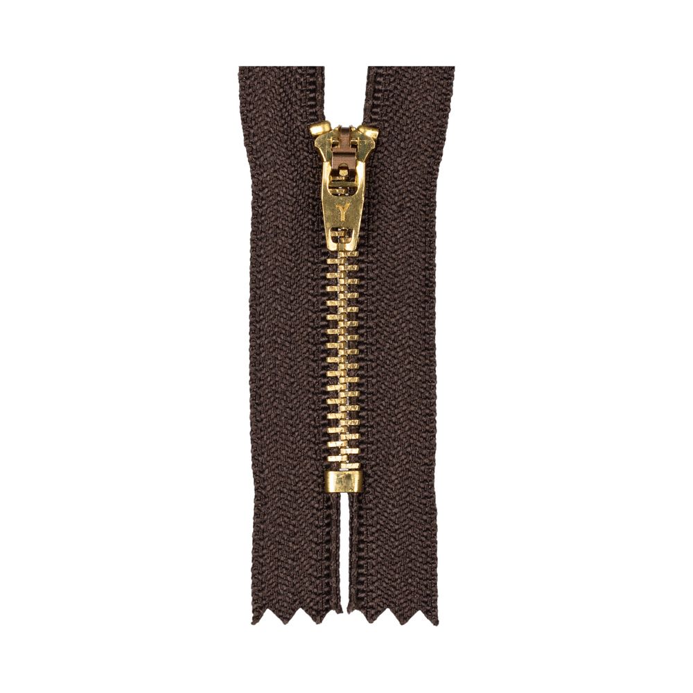 Молния металл джинсовая Т4 (4 мм) 1 зам., н/раз., 6 см, латунь, 295 т.коричневый, GMD-941 Gamma, 10 шт