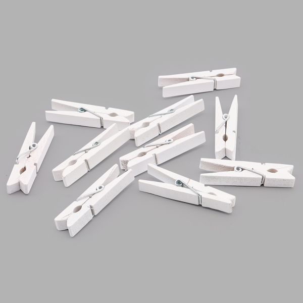 Прищепки деревянные 45мм, цв. нат/дерево, 10 штук (белый), AR422