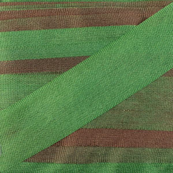 Лента (тесьма) шелковая 13.0 мм / 9.1±0.5 метров, M134 зеленый/коричневый, Gamma SRM-13