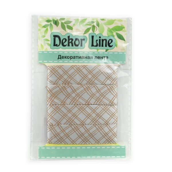 Лента атласная с рисунком Пересечение 15.0 мм / 3 метра, белый, Globus