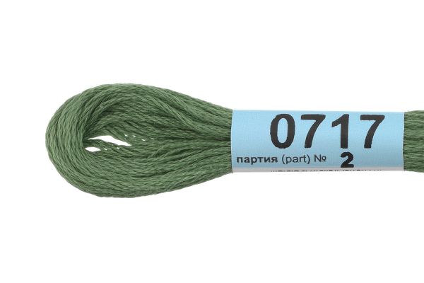 Мулине Gamma 100% хлопок, цв.0717 гороховый, 24 мотка по 8 метров