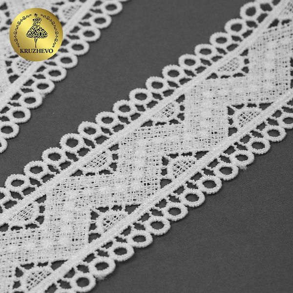 Кружево гипюр (плетёное) 40 мм, матовая нить TBY.0870, цв.белый уп.13.71м, Kruzhevo