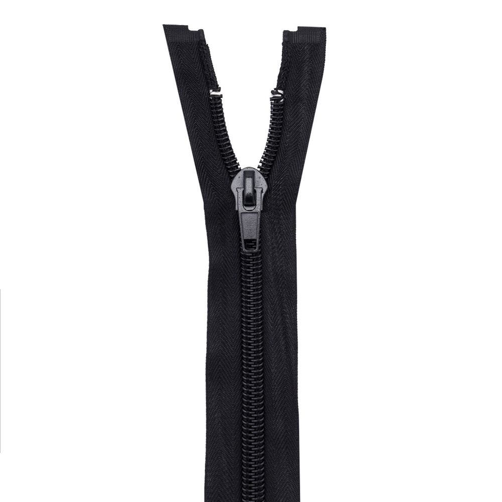 Молния спираль (витая) Т10 (10 мм) 1 зам., разъем., 75 см, черный, 10 шт