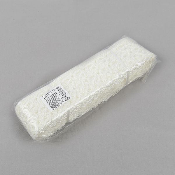 Кружево на сетке 65 мм, / 19.5±0.2 метра, Турция, молочный, Blitz BLKM-6501