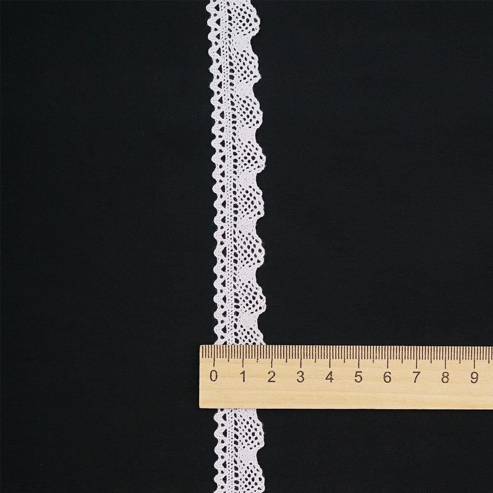 Кружево вязаное (тесьма) 20 мм / 13.72 метра, хлопок, белый, 3AR3376