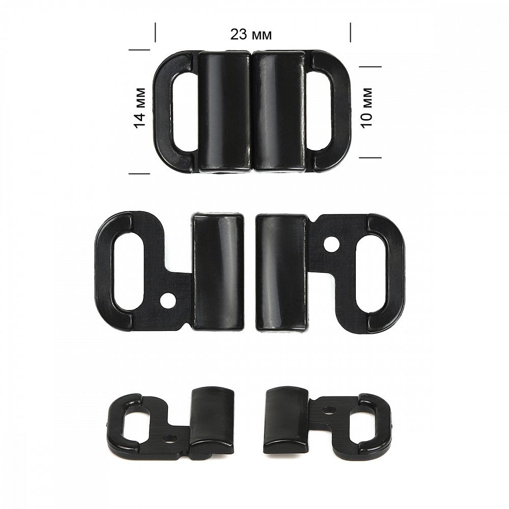 Застежки для купальника (бикини) пластик 10.0 мм, 50 шт, черный, 50шт