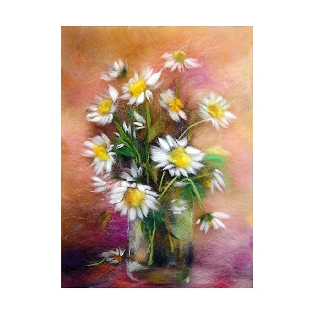 Набор для валяния (живопись цветной шерстью) "Ромашки" 21x29,7см (А4)