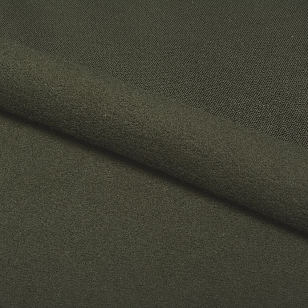 Футер 2-нитка начес гладкокрашеный, 190 г/м², 95% х/б, 5% эласт, 100+100 см, цв. хаки, 6м /TOS/