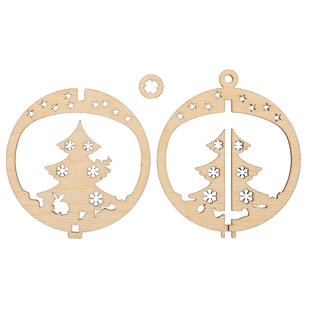 Подвеска объемная Новогодняя фанера ⌀6.38 смх7.48 см, Елка, Mr.Carving КЛ-13