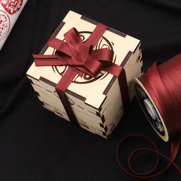 Лента упаковочная атласная 15 мм, 132 м, коричнево-красный