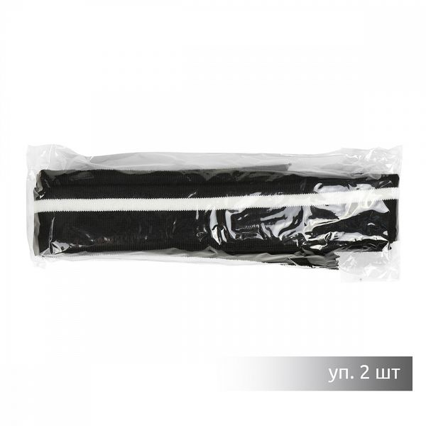 Подвяз (довяз) трикотажный 3.5х80 см, черный с белой полосой, 100% п/э, 2 штуки