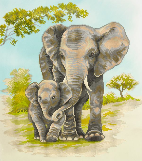 Алмазная (кристальная) мозаика Фрея, Слоны, 35х40 см