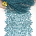 Кружево шантильи (реснички) 170 мм, A88 цв.F222 изумрудно-синий, 3 метра, Kruzhevo