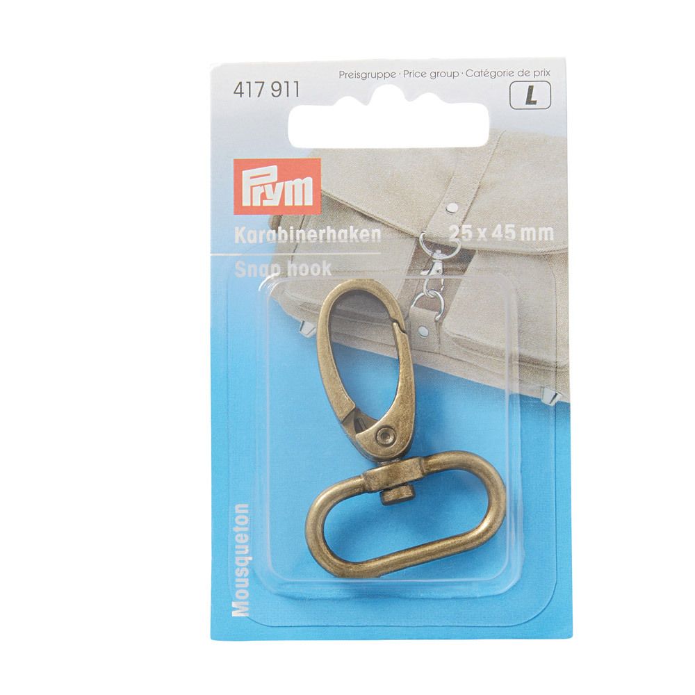 Карабин металл 25x40 мм, 1 шт, под состаренную латунь, Prym 417911