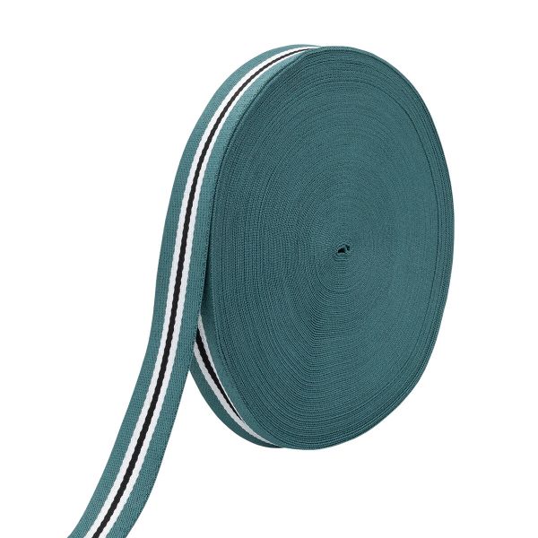 Стропа (ременная лента) 30 мм / 50 метров, с принтом 2-сторонняя, 1254 джинсовый/белый/черный, 3Al361