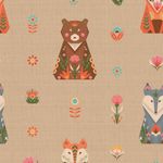 Ткань для пэчворка Peppy Лесные жители, отрез 50х55 см, 146 г/м², ЛЖ-04 бежевый, Peppy