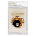 Брошь декоративная 45х45 мм, gold черный с золотом /TOS/