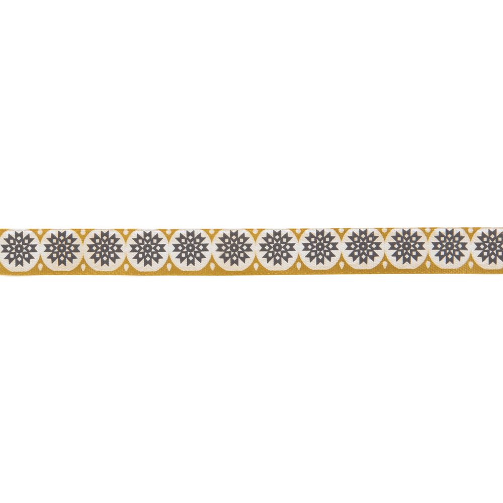 Лента атласная с рисунком 12.0 мм / 22.8 метров, O4/121 орнамент/св.охра, Gamma ALP-123