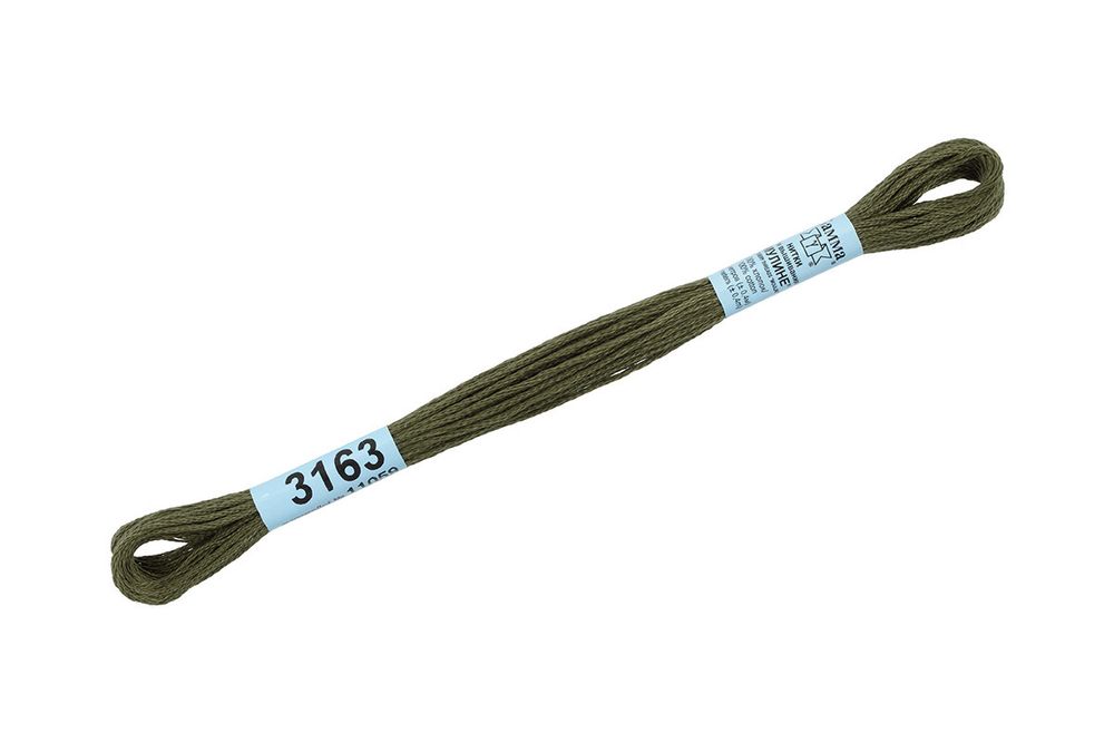 Мулине Gamma 100% хлопок, цв.3163 коричневый-хаки, 24 мотка по 8 метров