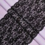 Кружево бельевое эластичное 300 мм / 3.4 метра, цвет черный