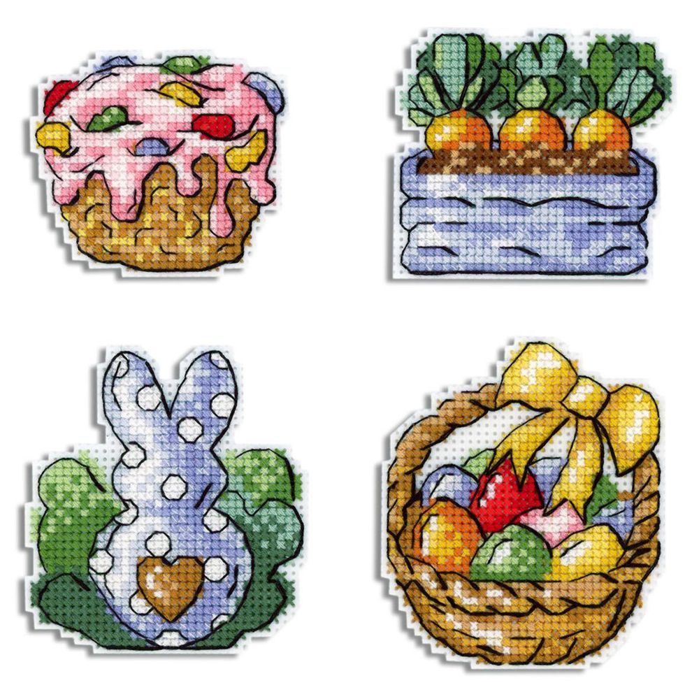 Набор для вышивания на пластиковой канве МП Студия Кролик и морковки 8х7см, Р-499