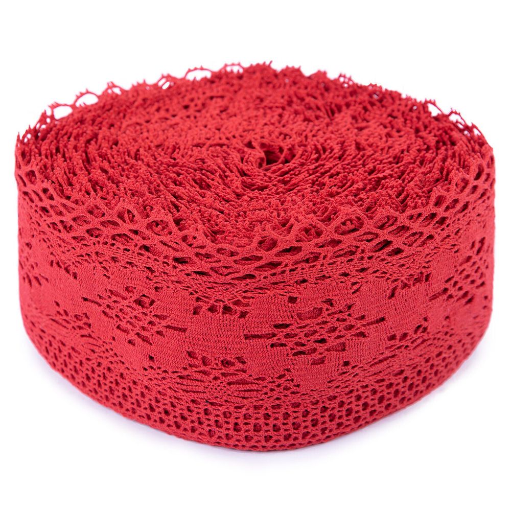 Кружево вязаное (тесьма) широкое 125 мм / 25 м, красный, Gamma С3749Г17(рис.125.01.173)