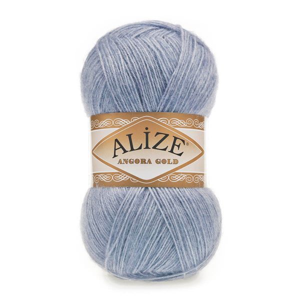 Пряжа Alize (Ализе) Angora Gold / уп.5 мот. по 100 г, 550м, 221 светлый джинс меланж A