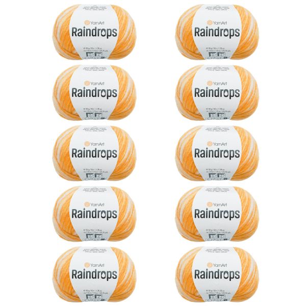 Пряжа YarnArt (ЯрнАрт) Raindrops / уп.10 мот. по 50 г, 115 м, 2910 желтый меланж