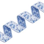 Лента (тесьма) жаккардовая 32.0 мм / 25±1 метров, рис. 9581 Гжель, (6 белый/синий/голубой) С1853Г17