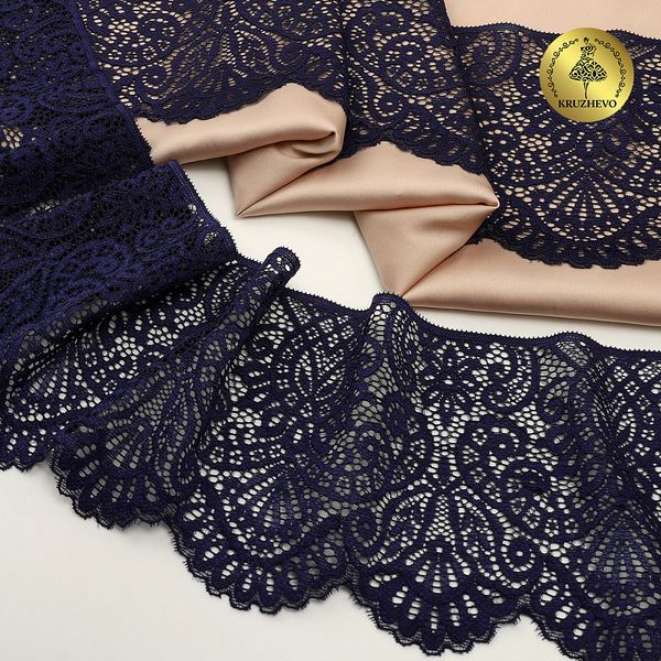 Кружево эластичное (стрейч) 110 мм, 40992PP цв.L061 т.синий уп.25м, Kruzhevo