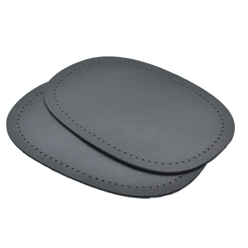 Заплатка, кожа, овал средний 10х14см с перфорацией, с тупыми краями, 2 шт в уп, 100% кожа, 01 черный