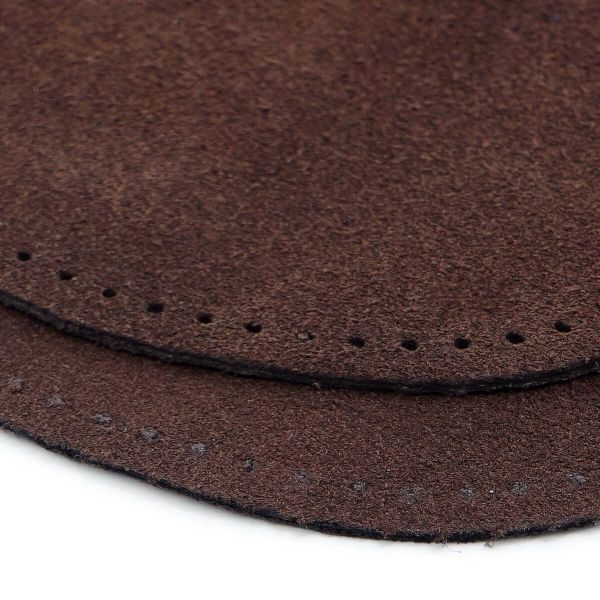 Заплатки пришивные из замши, овал 8х10,9см с перфорацией, 2 шт, 100% кожа, 21 темно-коричневый, 59124