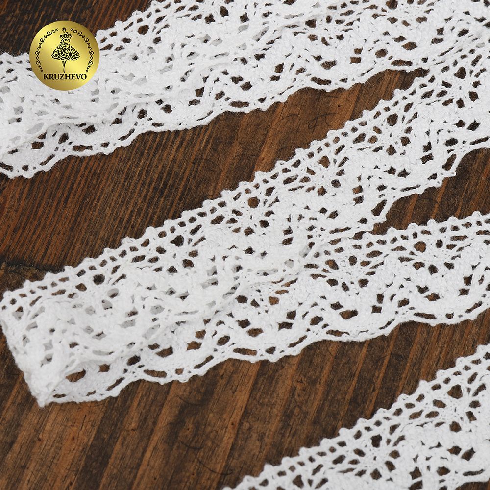 Кружево вязаное (тесьма) 19 мм / 10 метров, 5816 Тонкая нить цв.02 белый, Kruzhevo