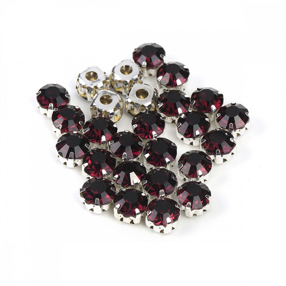 Стразы пришивные в цапах стекло MS.524.F, цв.т.фиолетовый 8 мм, уп. 288 шт