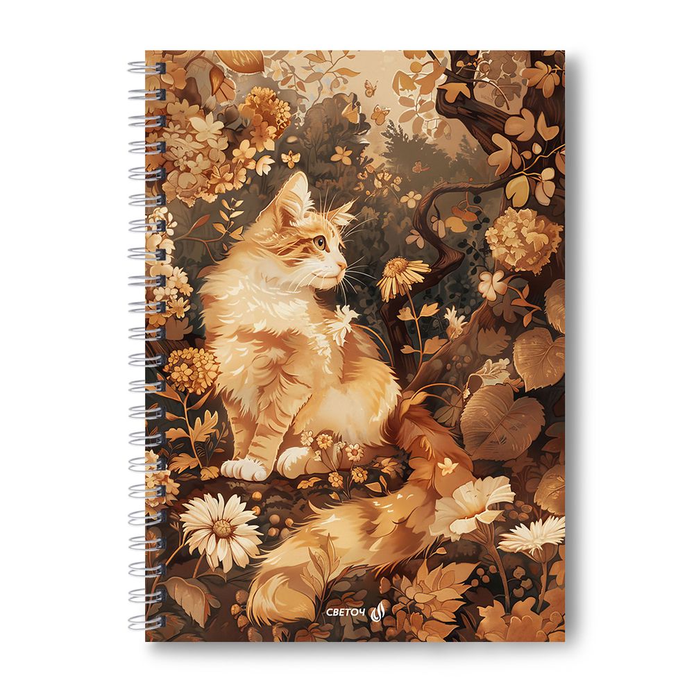 Тетрадь ученическая общая, выборочный УФ лак, A4 96 л. на гребне 65 г/м², белизна 100 %, 4 шт, клетка, 01261 Осень, Светоч Т132