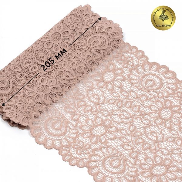 Кружево бельевое эластичное 205 мм / 25 м, YSTL00839, цв.168 серебристый пион, Kruzhevo