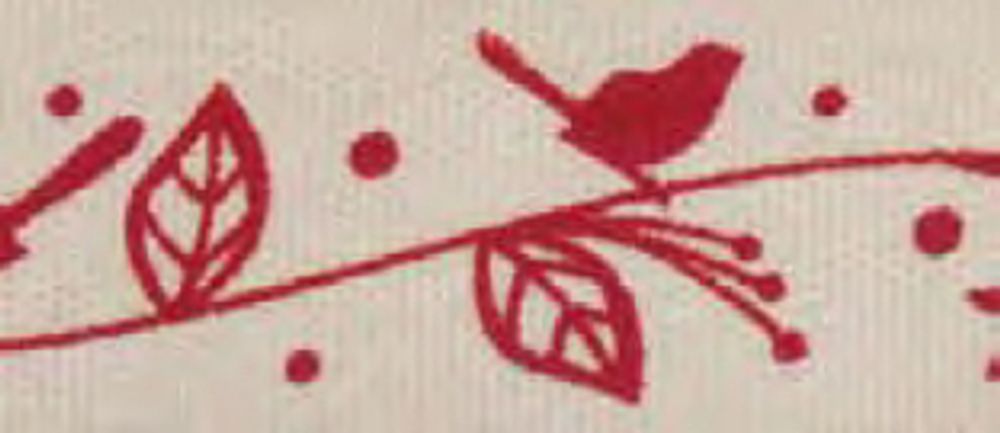 Лента хлопковая на картонной мини-катушке Птички на ветке, Hemline