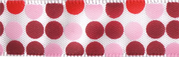 Лента атласная с рисунком 12.0 мм / 22.8±1 метра, D1/001 круги/белый, Gamma ALP-123