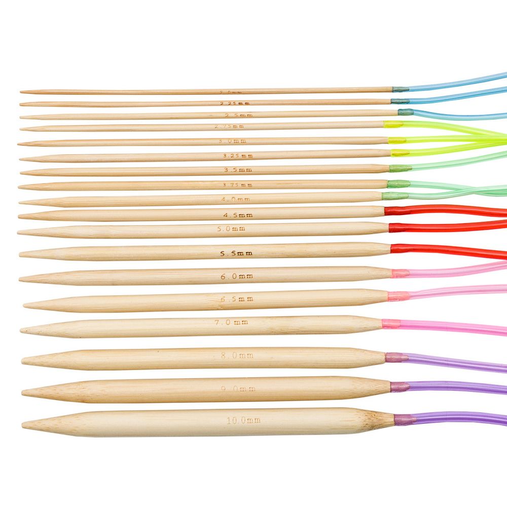 Набор круговых спиц 13 см, 2,0-10,0 мм, леска 54 см, 18 шт, бамбук Hobby&amp;Pro, L200-125