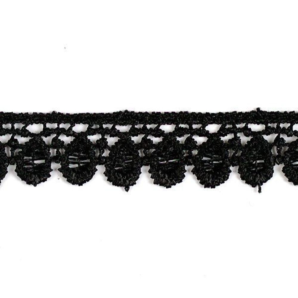 Кружево вязаное (тесьма) 18.0 мм черное, 13.71 м