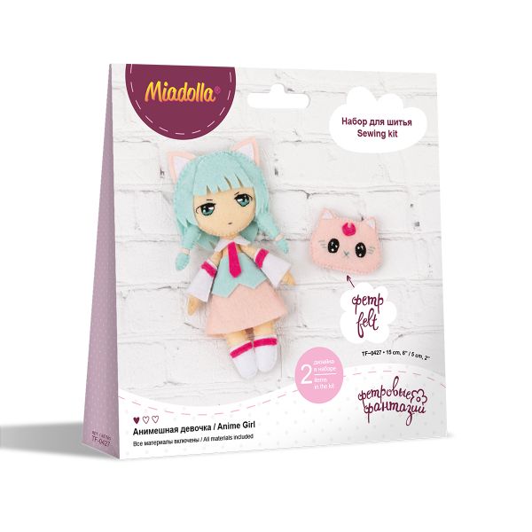 Набор для шитья игрушки Анимешная девочка 15 см, Miadolla TF-0427
