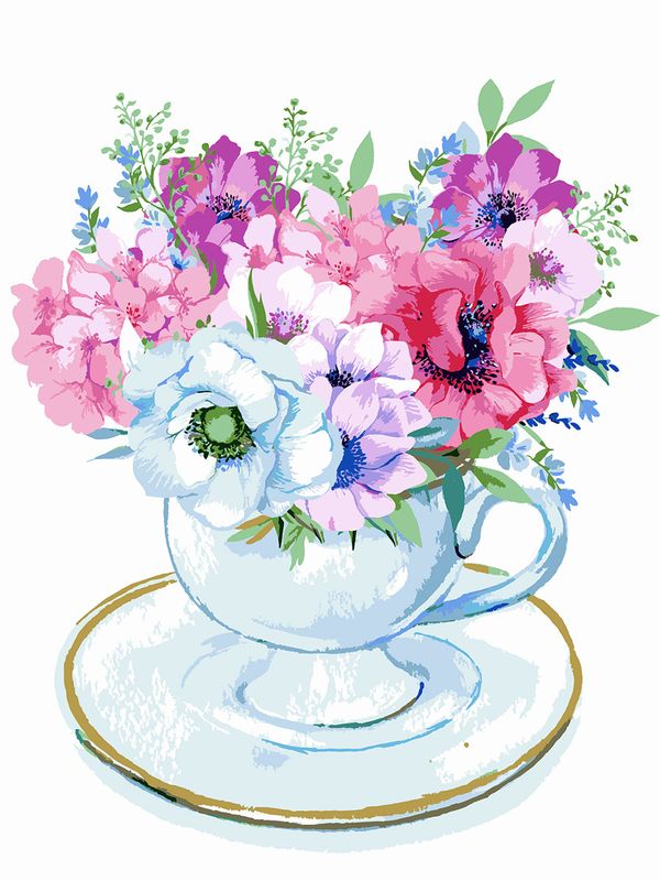 Холст для раскрашивания по номерам PNB/C3 №47, Букет анемонов, 40х30 см